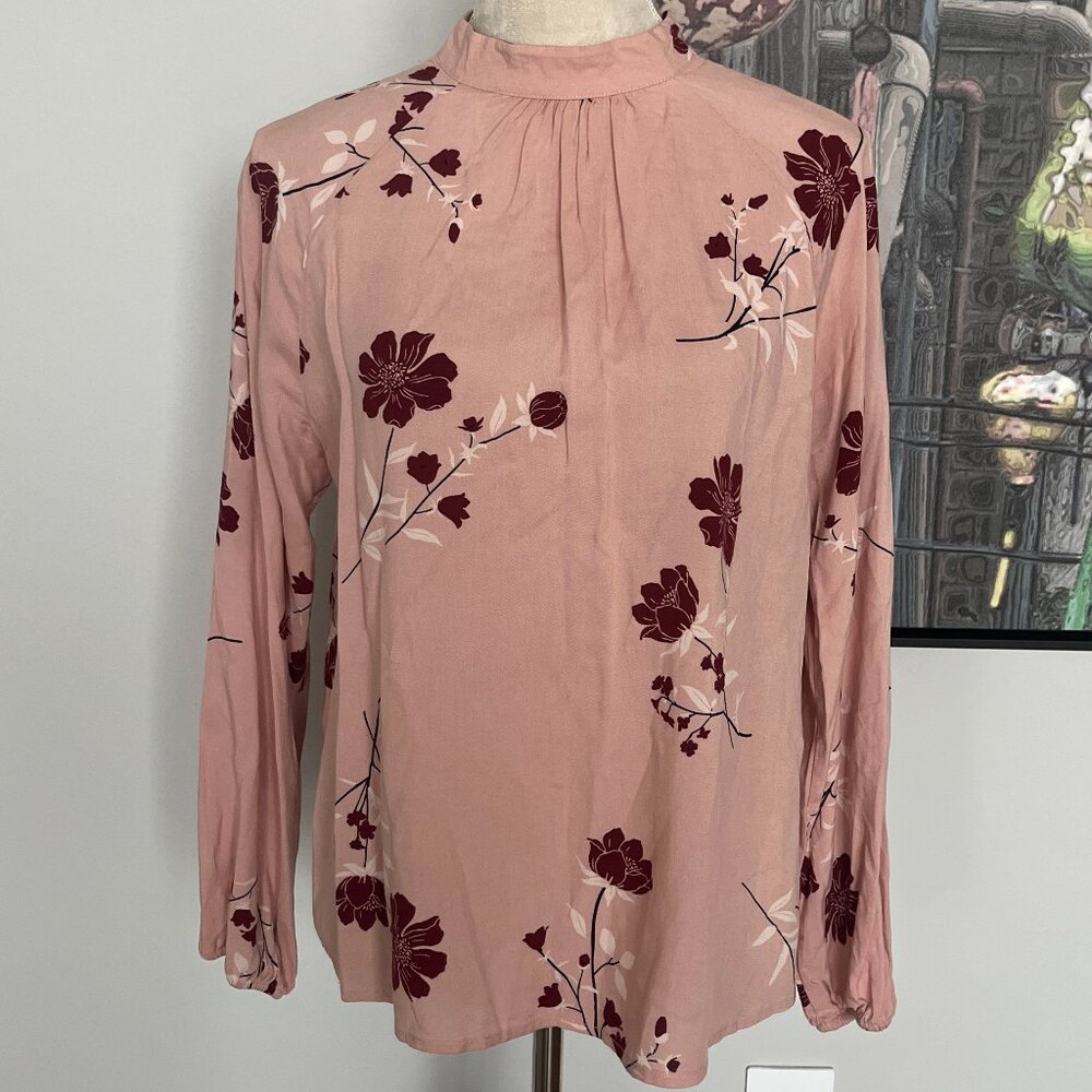 C&C California Blush High Neck Long-sleeve Blouse S